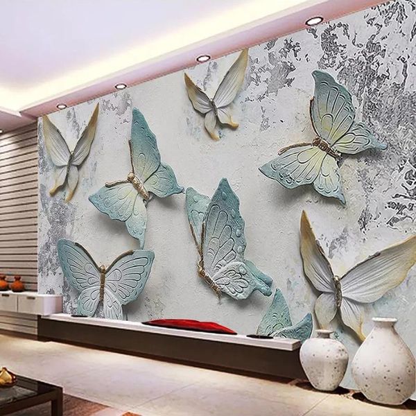 

wallpapers custom 3d wallpaper murals butterfly stereoscopic embossed tv living room background wall waterproof