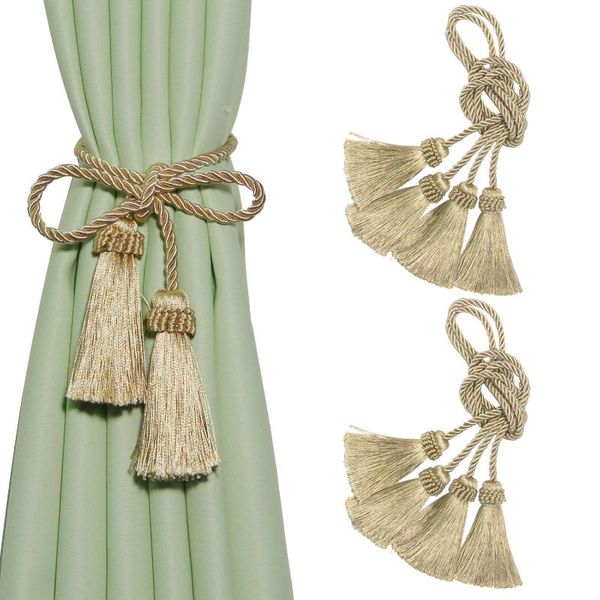 

4pcs/bag tassels curtain tiebacks hanging ball brush fringe accessories braid belt lashing rope holdback home decoration other decor