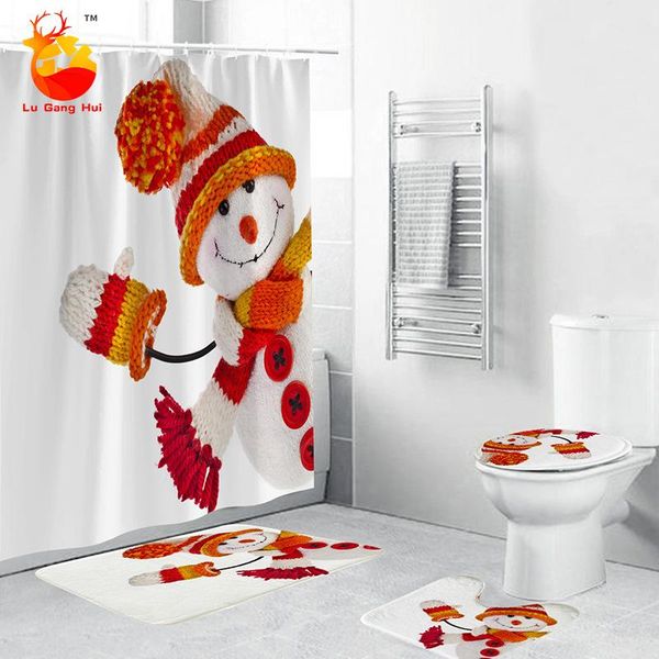 

modern creative christmas scarf husband wife snowman 3d digital printing waterproof bathroom shower curtain partition curtains