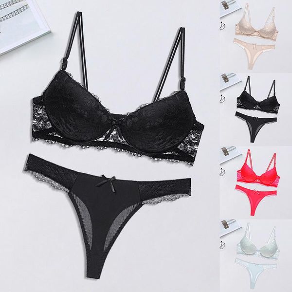 

yoga outfit drop women underwear set lace push-up bra and panty sets bow comfortable brassiere young adjustable deep v lingerie