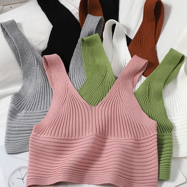 Koreanische Sexy Feste Kurze Top Frauen Mode Gestrickte Tank s Mit Camis High street stil Ärmellose Spitze-up kurze 210420