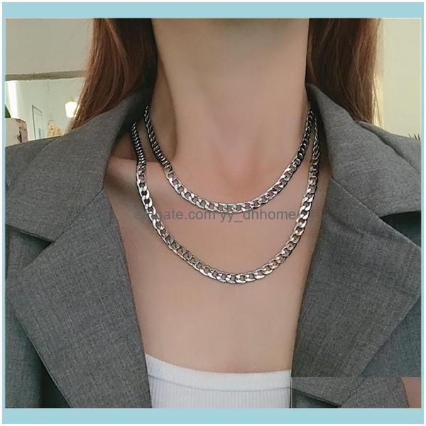 

pendant & pendants jewelrypendant necklaces fashion metal double hip/hop rock men and women necklace vintage punk lovers clavicle chain aess, Silver