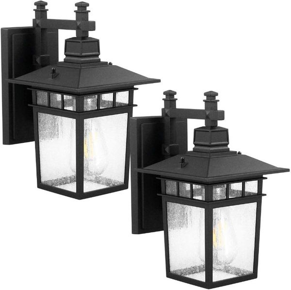 

outdoor wall lamps porch lights,wall mount light fixtures,classical led lantern lights,black with glass,entryway doorway yard