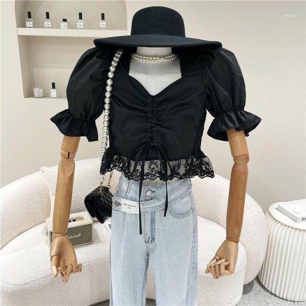 

women's blouses & shirts niche design clothing summer 2021 fashion temperament soft and sweet chic puff sleeve shirt, White