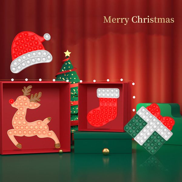 

christmas push bubble dimple fidget toy party educational interactive decompression toys funny anti-stress relief gift