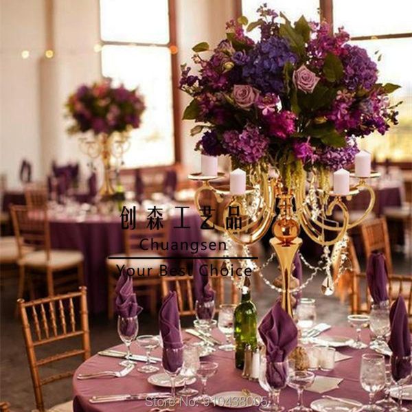 

candle holders golden candlestick crystal candelabra wedding centerpiece party decoration christmas supply