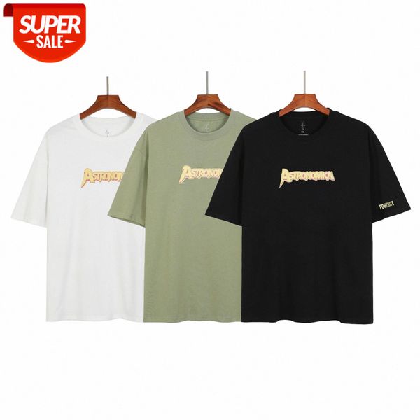 

travis scott letter print oversized short-sleeved t-shirt hip-hop #415r, White;black