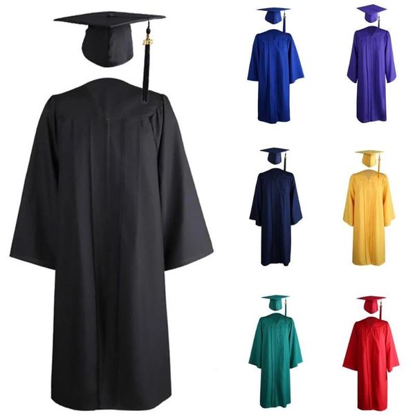 

clothing sets zip closure university academic graduation gown robe mortarboard cap loose meet needs of most people, White
