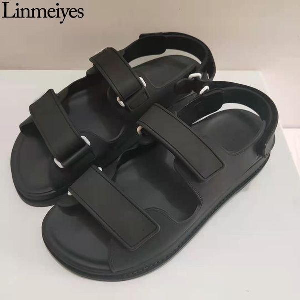 

jelly hook loop flat girl fruit color casual female summer everyday sandals beach shoes women, Black