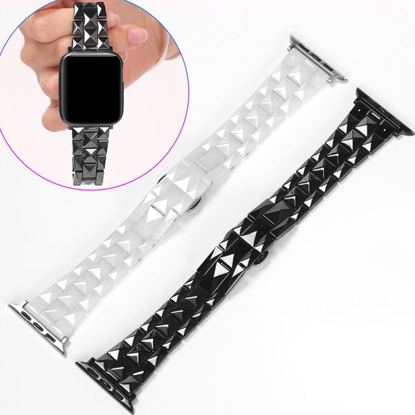 Cinturino in ceramica con diamanti per Apple Watch Series 6 5 4 3 SE Cinturini per orologi con bracciale di lusso iwatch 44mm 42mm 40mm 38mm cinturini per cinturini