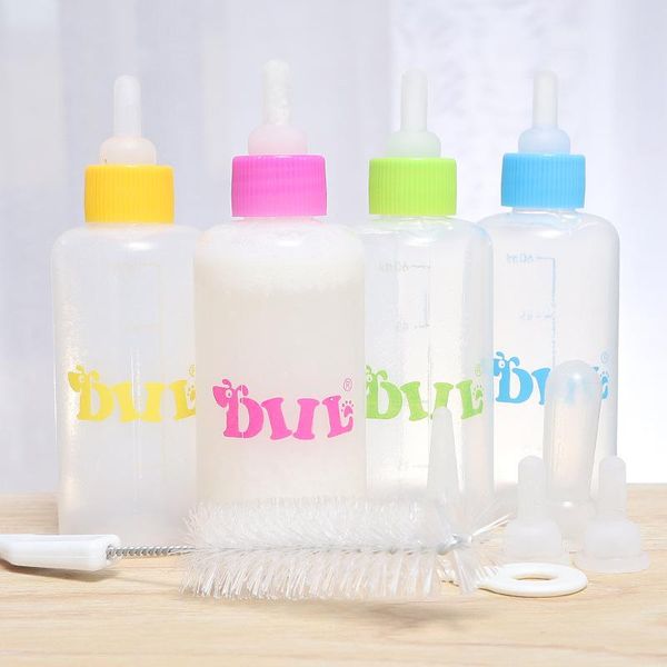 

dog bowls & feeders 7pc/set cat 6oml bottle pet feeding water set cleaning brush replacement nipples hole opener puppy kitten totoro