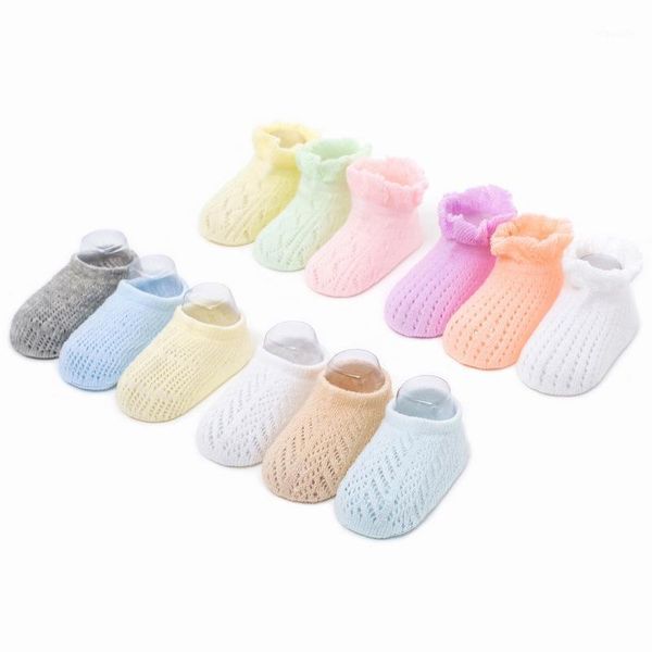 

baby socks summer cotton jacquard kids solid colorful girls hollow thin mesh cute boy toddler 3 pairs/lot, Pink;yellow