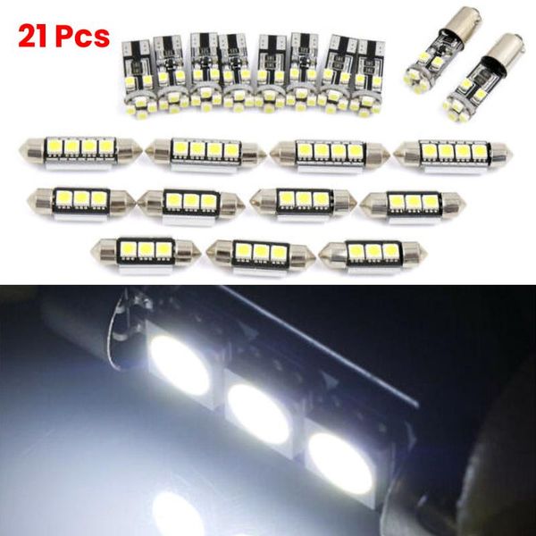 

21pcs for e46 sedan coupe m3 1999-2005 canbus car white interior led front rear dome map license plate lights set headlights