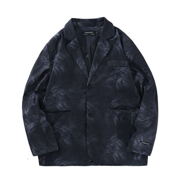 

& men's suits blazers smog print ins fashion suit coat harajuku street trend loose jacket, White;black