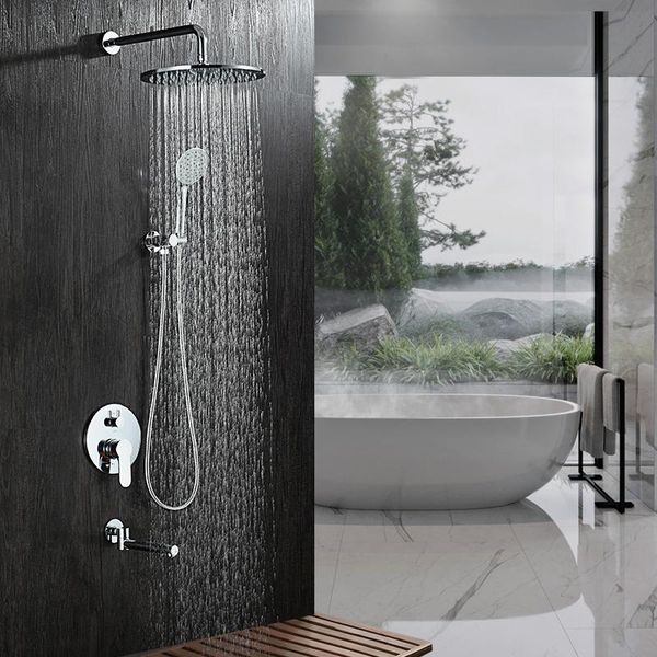 

beiluode brass bath shower faucets rain head bathroom set diverter mixer valve system wall mounted la1018 sets