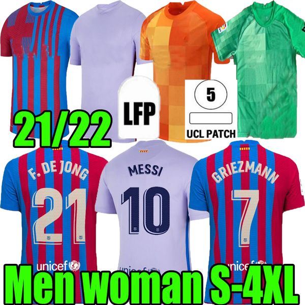 

men woman 21 22 barcelona soccer jersey messi barca ansu fati 2021 2022 home griezmann f.de jong countinho dest sergio jerseys training wea, Black;yellow