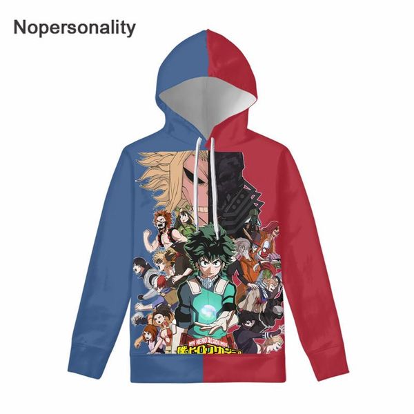 

men's hoodies & sweatshirts nopersonality anime hoodie my hero academia style casual long sleeve men clothes with pocket plus size pul, Black