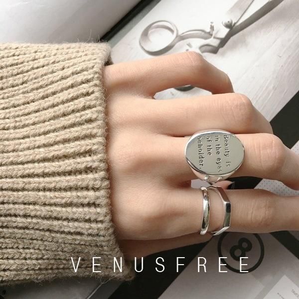 

wedding rings wide circular simple letter smooth brushed ring for women, Slivery;golden