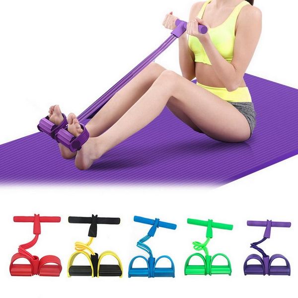 

indoor fitness resistance bands exercise equipment elastic up pull rope gym workout sport 4 tube pedal ankle puller