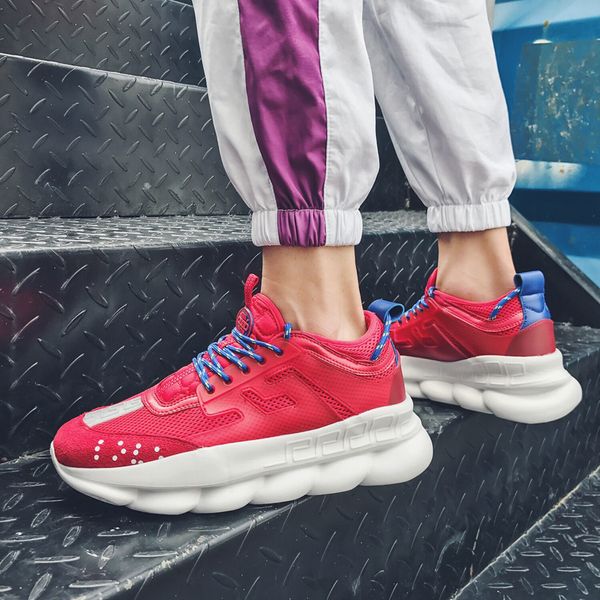 

old dad casual shoes chain 1.0 genuine leather bowling luxury designers sneakers womens mens lovers trainer leisure reaction dress shoes for, Black