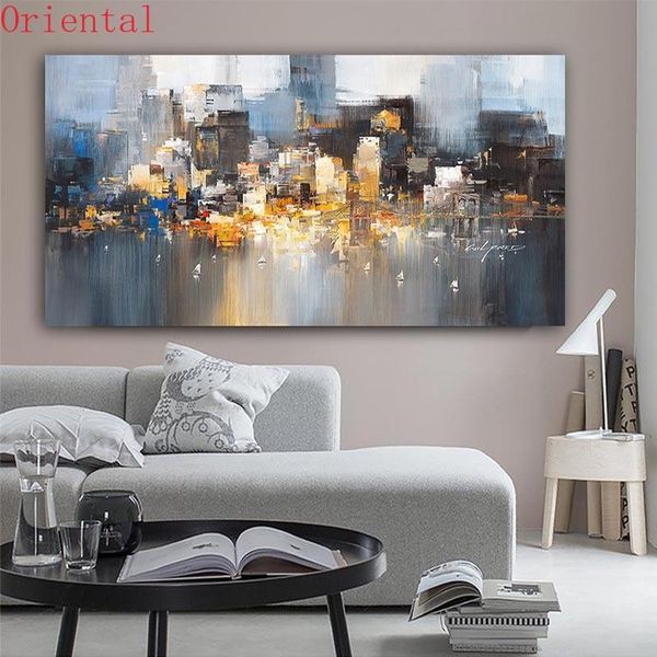 

paintings city building poster rain boat scenery pictures room decoration abstract oil painting printed on canvas wall art for living
