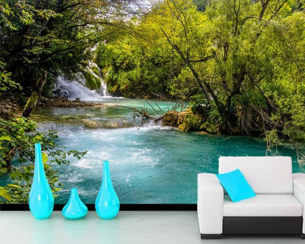 

wallpapers forest river natural landscape 3e wallpaper papel de parede,living room tv wall bedroom papers home decor mural
