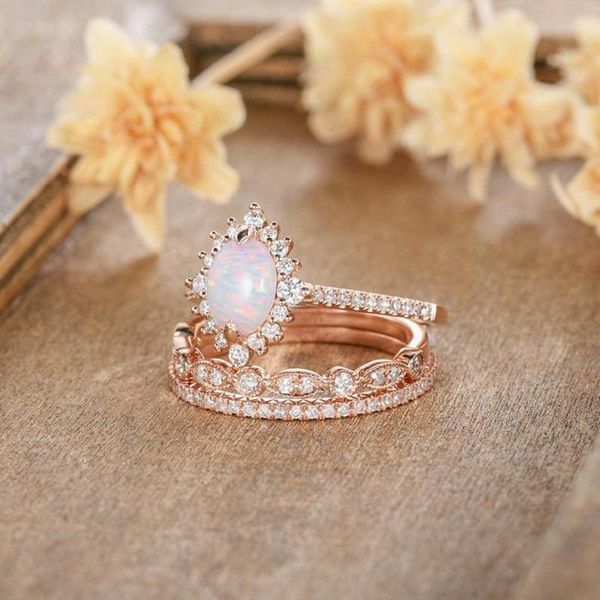 

wedding rings elegant female white bridal ring fashion oval inlay drill jewelry finger women, Slivery;golden