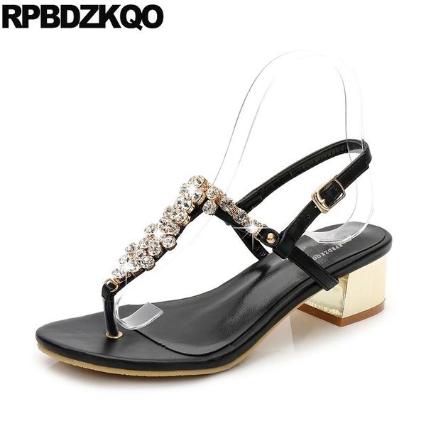

elegant nice women sandals flat summer 2021 diamond square shoes crystal block black nude t strap rhinestone bridal jewel chunky