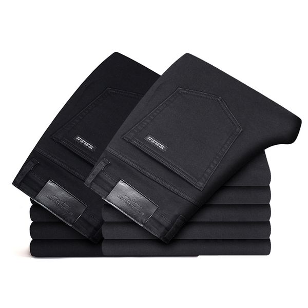 

black grey brands jeans trousers men clothes elasticity skinny business casual male denim slim pants classic style 210716, Blue