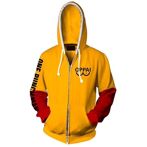 

men's hoodies & sweatshirts anime one punch man hero saitama 3d printed men women 2021 fashion streetwear sweatshirt harajuku zipper ho, Black