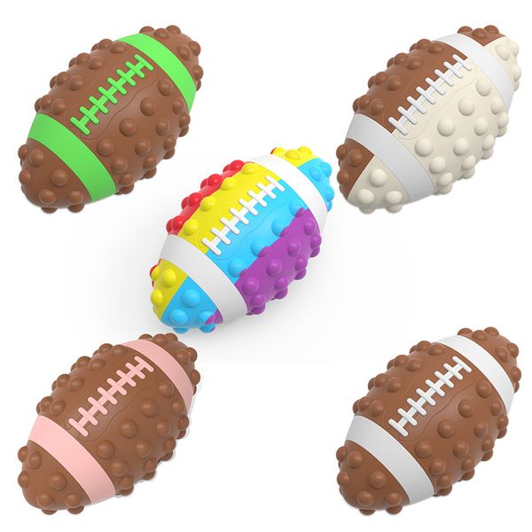 

2022 fidget toys new 3d decompression ball football children's educational toy silicone press music