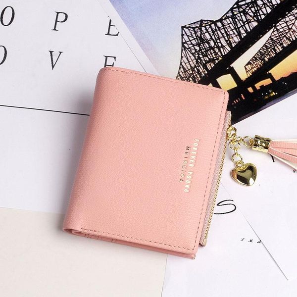 

wallets forever young, short tassel ms han edition zipper wallet high-capacity hand bag pu card package, Red;black