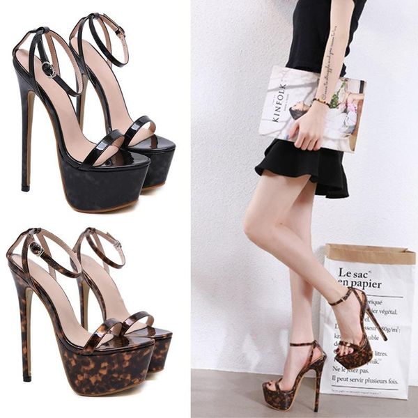 

sandals 16cm party high heels 2021 heeled shoes with stiletto, Black
