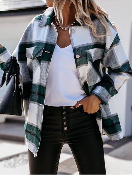 

women's spring autumn long sleeve loose plaid suit jacket 2021 office lady work wears female casual patchwork streetwears pink suits &, White;black