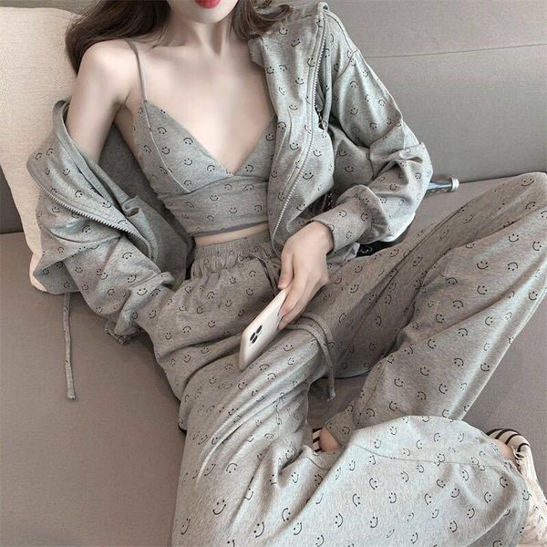 

fashion casual suit women's 2021 temperament western style jacket age-reducing wide-leg pants ins three-piece trend tanks & camis, White