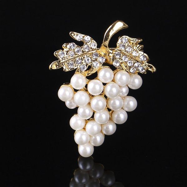 

pins, brooches luxury fashion jewelry wedding brooch bouquet hijab scarf buckle pins crystal imitation pearl grape flower for womens, Gray
