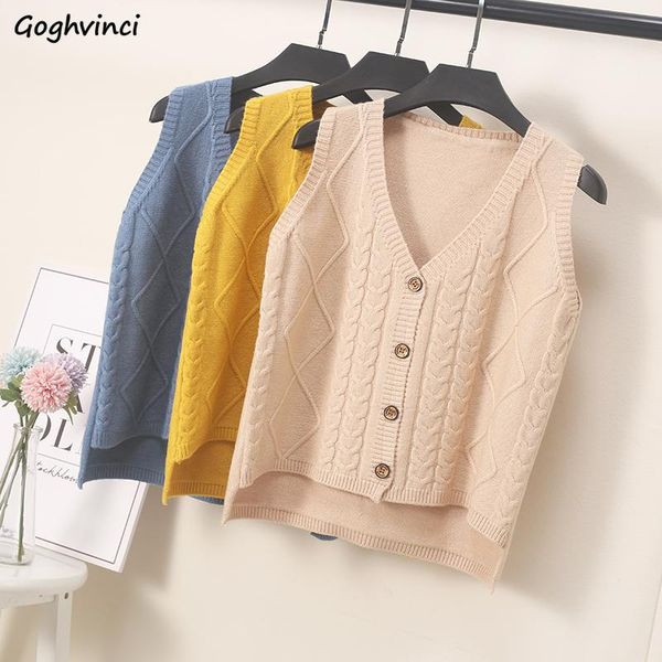 

women's vests sweater vest women v-neck all-match solid single-breasted casual korean preppy style autumn womens chic ulzzang knitting, Black;white