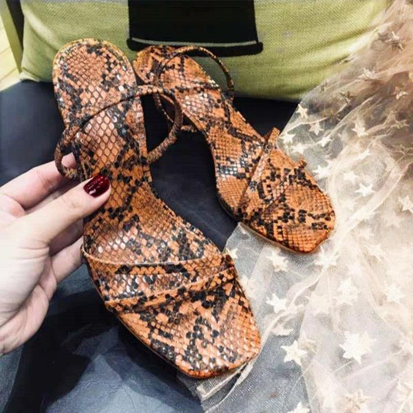 

runway sandals women 2021 brand design snake color high heels party shoes cut-out sandalias mujer summer woman pumps, Black