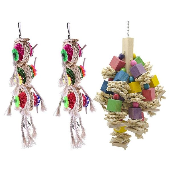

other bird supplies 3 pcs parrot pet chew toys wooden chewing toy, 2 6.5 x 30cm &