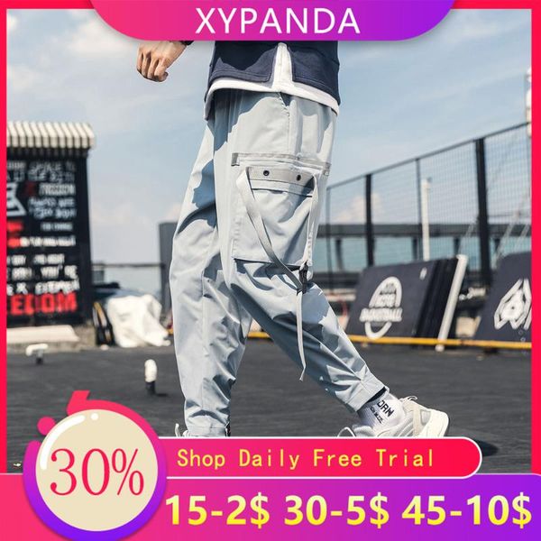 

men's pants xypanda overalls japanese large size small feet beam casual loose trousers nine points, Black