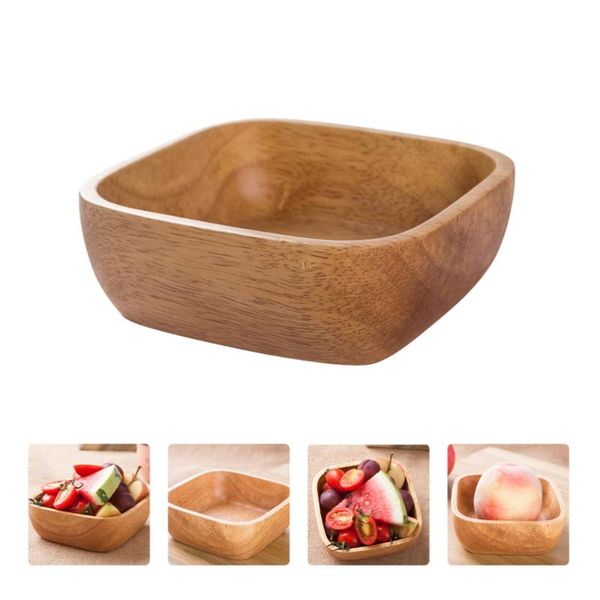 

bowls 1pc wooden bowl dessert plate wood salad container tableware