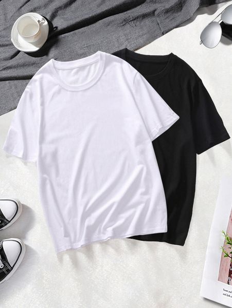 

men 2pcs crew neck tee h2hg#, White;black