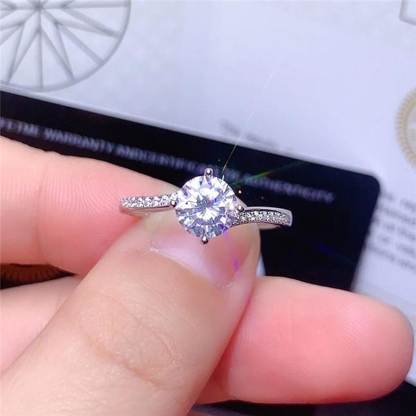 

cluster rings 925 sterling silver white snowflake cut 1 ct d color diamond test passed moissanite ring female wedding gift jewelry, Golden;silver