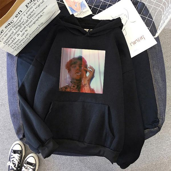 

men's hoodies & sweatshirts hip hop lil peep hell boy lil.peep men women hooded pullover male female sudaderas cry baby hood hoddie 90s, Black