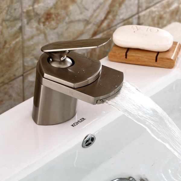 

bathroom sink faucets modern basin chrome gold brass waterfall faucet single handle & cold wash tap torneiras banheiro