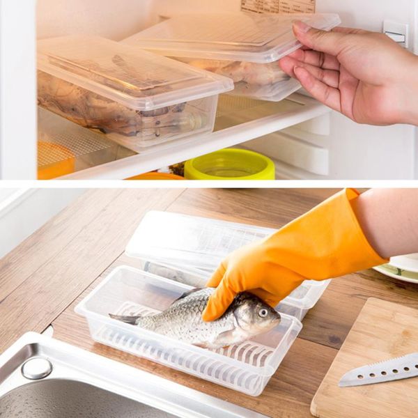 

storage bottles & jars home plastic transparent food box clear refrigerator fruit crisper kitchen with lid sealed