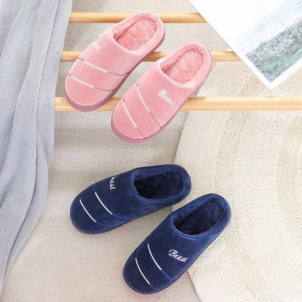 

slippers men and women home cotton couple indoor cartoon cute winter warm drag, Black