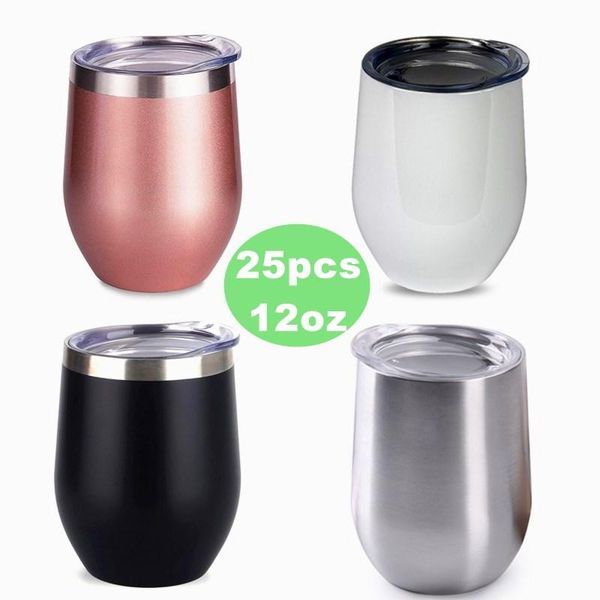

water bottles 25pcs 12oz stainless steel red wine tumbler mugs with sublimation coating and direct drinking lid