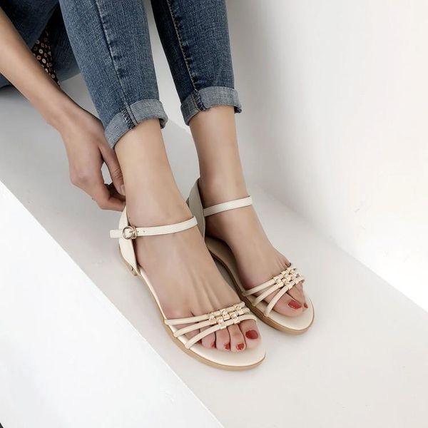 

big size 9  11 12 13 14 15 summer flat sandals ladies women shoes woman crystal ribbon flat-soled, Black
