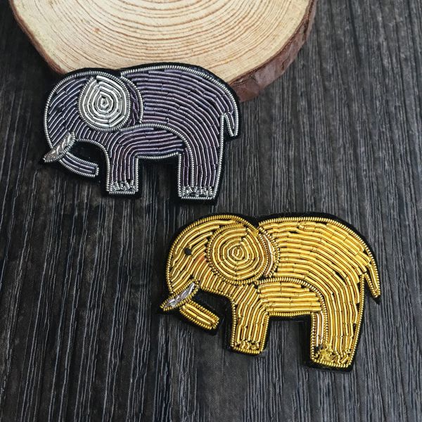 

lovely be hilarious brooch diy gold grey elephant hand embroidery chapter senior indian silk clothing animals, Gray